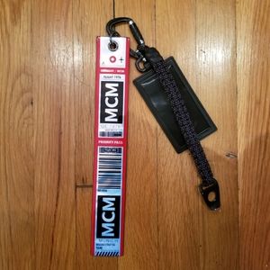 New MCM Raymonde Metallic Luggage Tag Key Chain Re